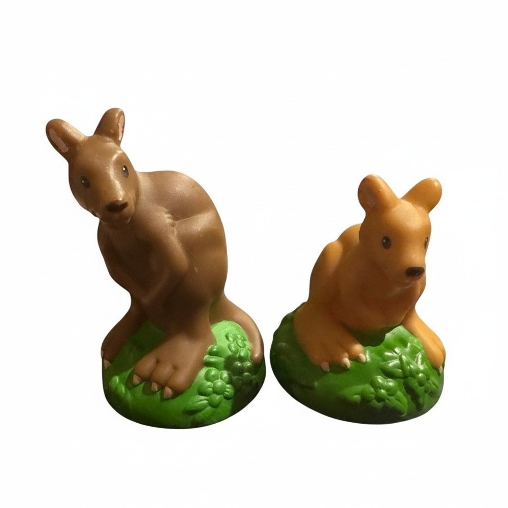 Fisher Price Little People Kangaroo and Joey Animal Figures Brown Tan Set of 2